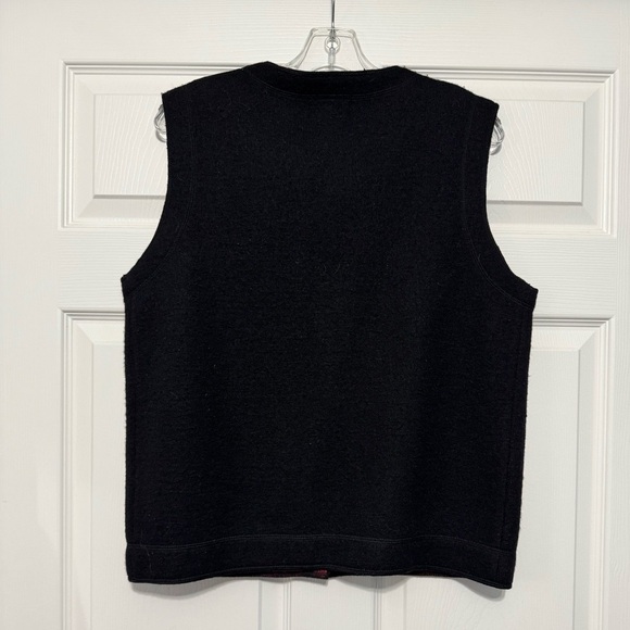 Woolrich Vtg L Moose Embroidered Vest Black Wool Beaded Patchwork Grandma Cabin - Picture 3 of 8